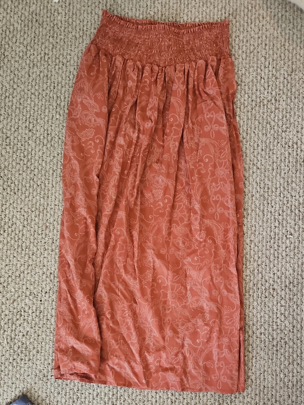 Nwt Universal Thread Printed Smocked Maxi Skirt Rust Floral Small S